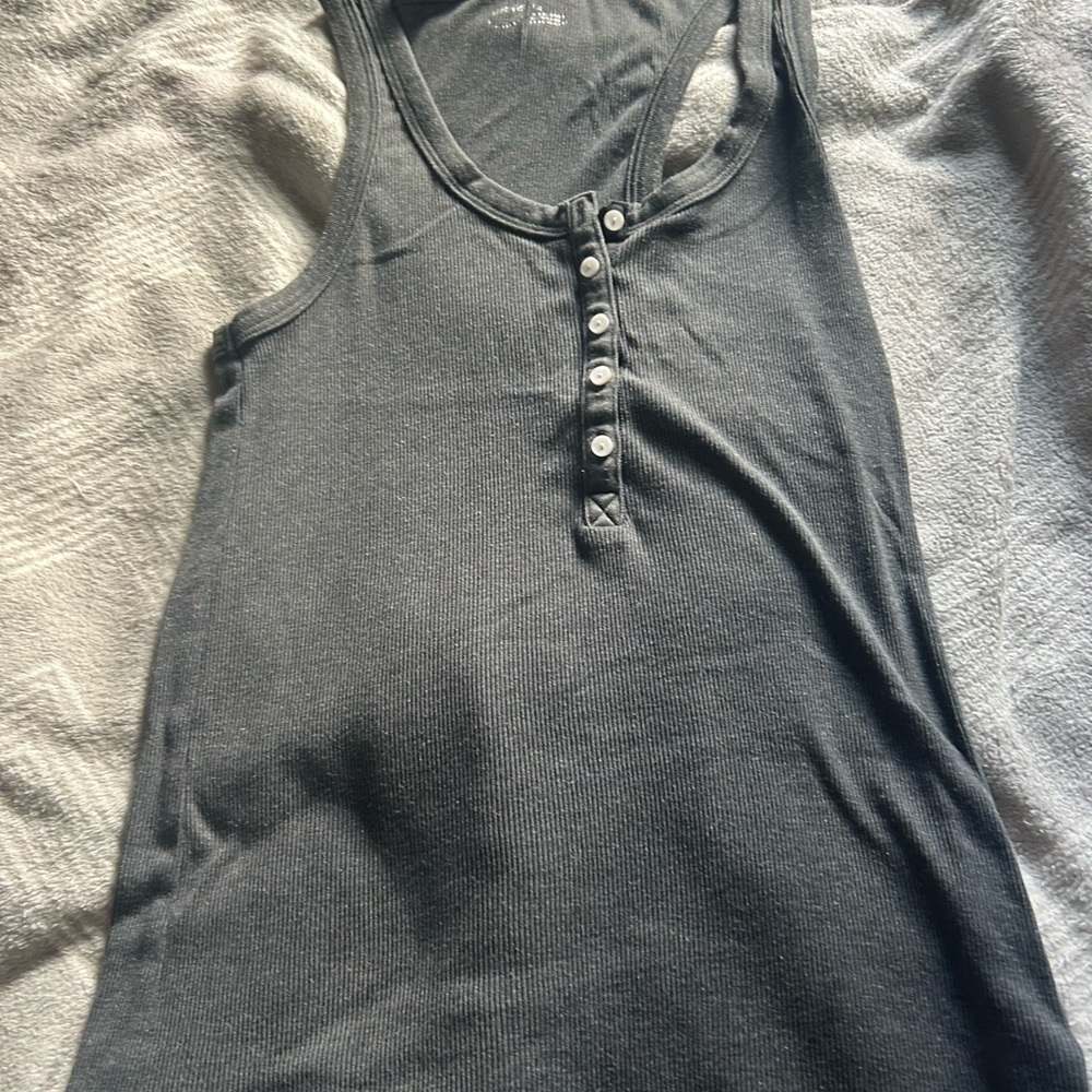 Aerie Gray Fitted Polo Tank Top